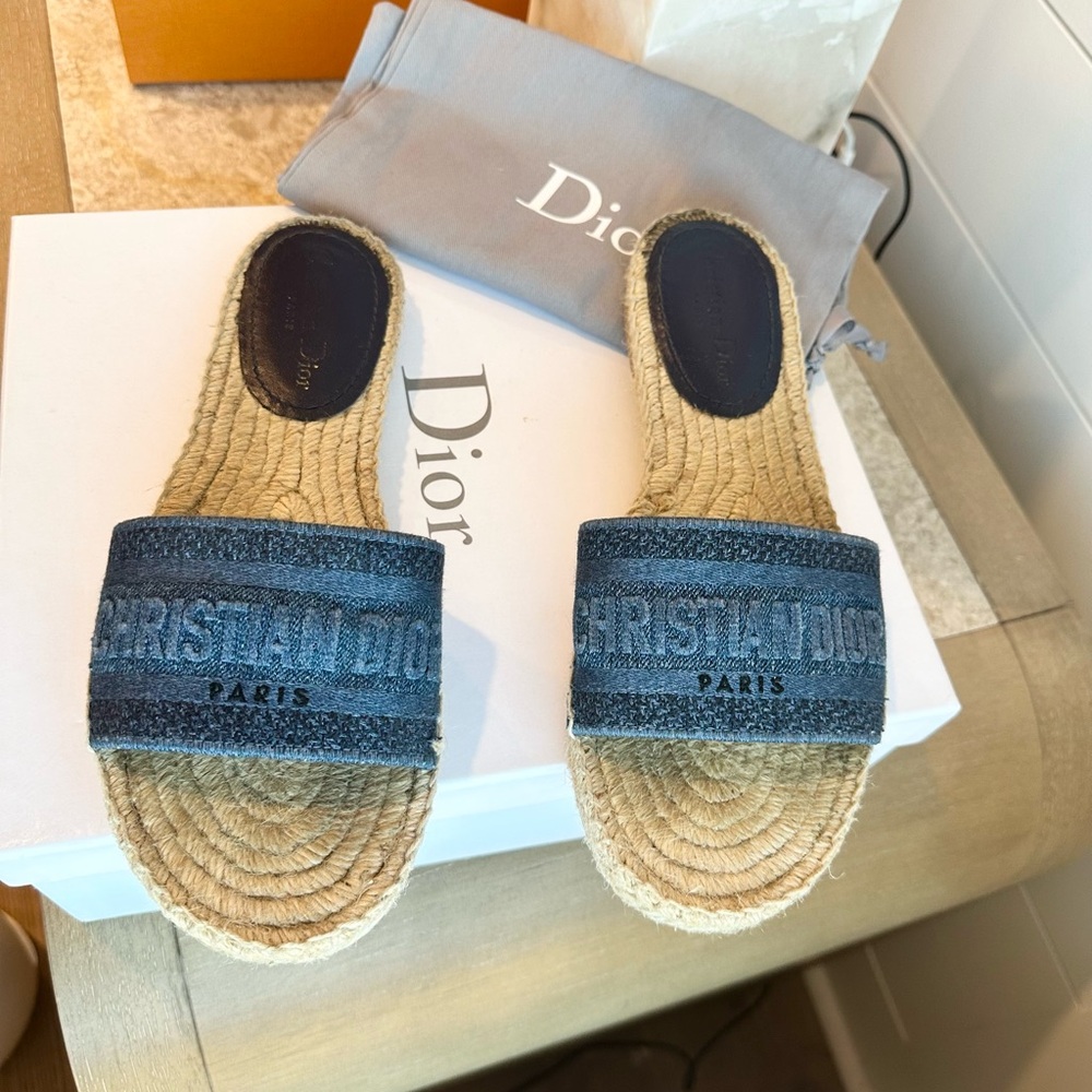 Dior Espadrilles Blue Slide Sandal